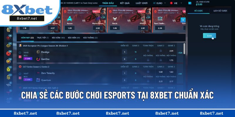 Quy trình tham gia cá cược Esports tại 8XBET
